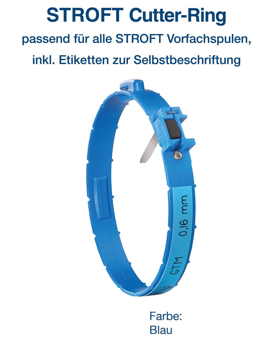 Stroft Cutter Ring aus blauem Kunststoff mit Klemmvorrichtung und titanbeschichteter Klinge