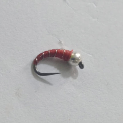 Nymphenfliege - Tungsten Zebra Midge rot / silber